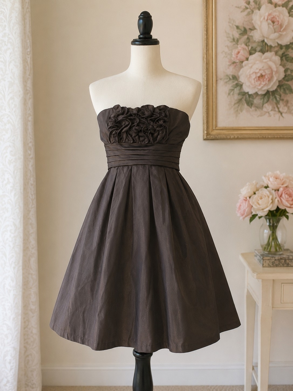 Have & Have Graphite Strapless Homecoming Dress Size S Rosette